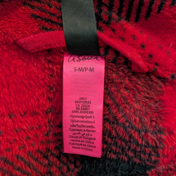 La Senza Plush Short Red Buffalo Check Robe - Picture 4 of 4
